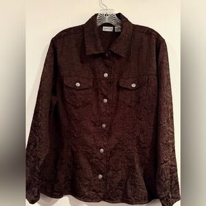 Chico's Dark Brown Textured Jean Jacket